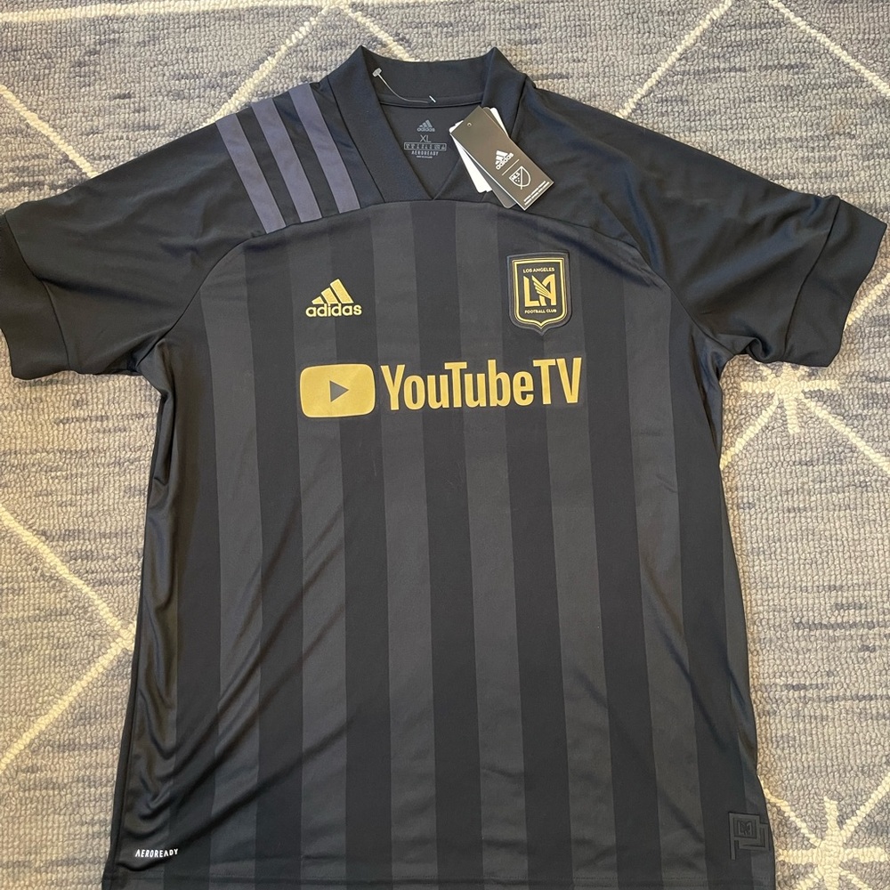 Los Angeles FC Adidas Mens Soccer Home Jersey FL9601 Back and Gold